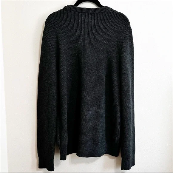 H&M Cotton Blend Textured Knit Crew Neck Sweater Size Large Charcoal Grey - Picture 2 of 7